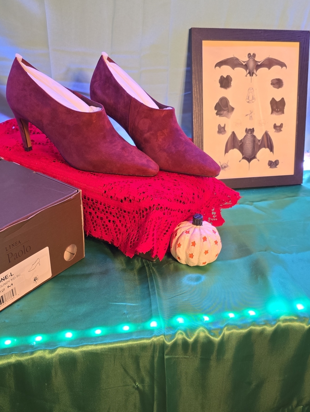 Paolo Wine Burgundy Suede Pointed Ankle Pumps
